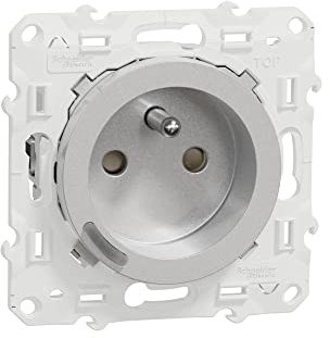 Schneider Electric - Wiser Odace - Prise 2P+T connectée - 16A - zigbee - Aluminium - S530559