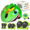 VICTGOAL Fahrradhelm Kinder zu Radsport Niedliche Cartoon 3D Gestaltet Kinderhelm für Fahrrad Skateboard Rollschuh für Jungen und Mädchen Verstellbare Größe (Grün Set mit Klingel, S (50-54 cm))