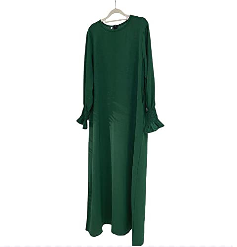RLLJS Frauen Gebetskleid Muslimische Ramadan Kleidungsstück Abaya Dubai Islam Jilbeb langes Kleid ohne Hijab, dunkelgrün, XXL