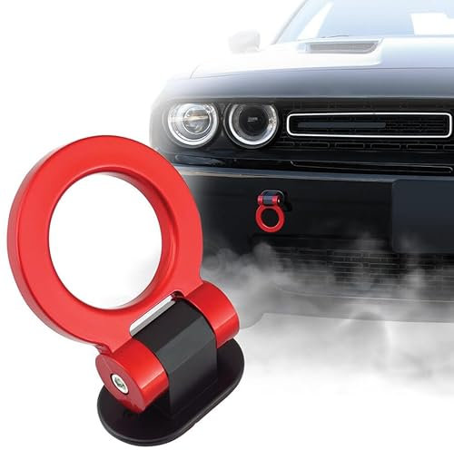 TUNING GURU Gancio Traino Racing Decorativo Universale Auto | Anello Rosso Sportivo con Adesivo