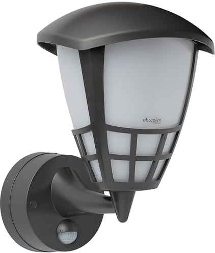 Oktaplex Bel Aussenlampe mit Bewegungsmelder anthrazit E27 Leuchtmittel wechselbar Außenleuchte 230V Wandlaterne Aussen IP54