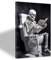 ZXHYWYM Totenkopf Badezimmer Wanddruck Totenkopf sitzt auf der Toilette und liest Zeitungen Poster lustiges Skelettbild auf Leinwand Wanddekoration mit Rahmen (C (30.00 x 45.00 cms))