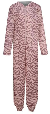 CBLdF Tuta Intera Donna Tute Da Stampa In Flanella Spessa Inverno Donne Con Cerniera Calda Manica -Onda Rosa-M