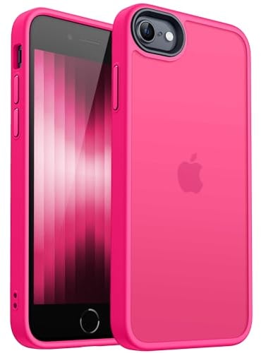 CANSHN Cover Opaca per iPhone SE 3/2 (2022/2020) / 7/8 (4,7 Pollici), Custodia Traslucida Opaca Protettiva Sottile Antiurto - Rosa Caldo