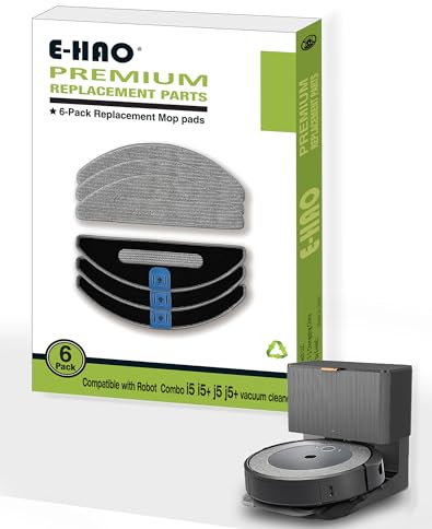 E-HAO Paquete de 6 Almohadillas de Repuesto para fregona iRobot Roomba Combo j5+, j5, i5+, i5, i8+, i8 Modelo, Accesorios de Almohadilla de Limpieza de Microfibra Lavables y Reutilizables