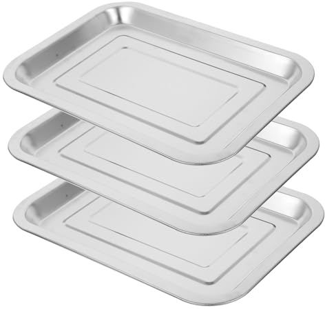 Ciieeo 3st Grill-serviertablett Fisch Serviertablett Rechteckiges Tablett Essenstablett Antihaft-blechpfanne Backformen Aus Stahl Backform Flach Kuchen Servierteller