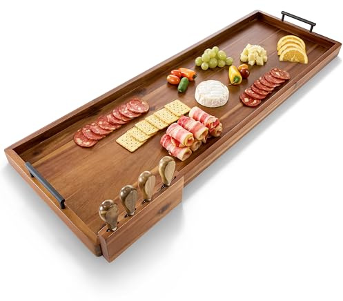TIDITA 36 Acacia Large Charcuterie Boards for Party with Metal Handles