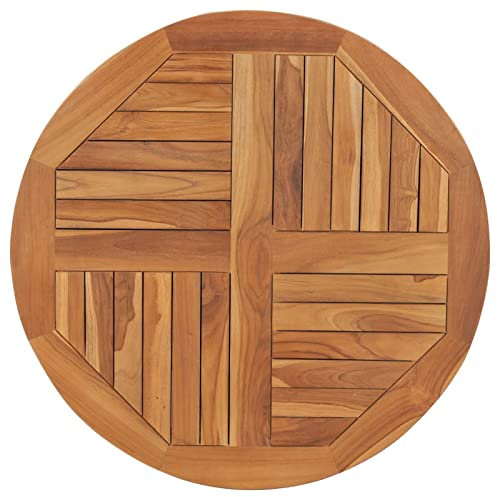 Rantry Tischplatte aus massivem Teakholz, rund, 2,5 cm, 80 cm, Couchtischplatte, Tischplatte für Wohnzimmer