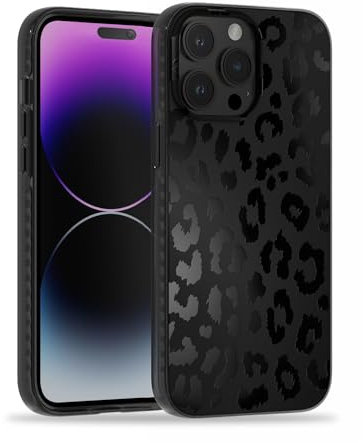 SCORPIFY für iPhone 14 Pro Max Hülle mit mattem schwarzem Leoparden Muster [Kompatibel mit Magnetic], süße magnetische Handyhülle mit Geparden Print für Frauen, Mädchen und Männer, schmaler Bumper