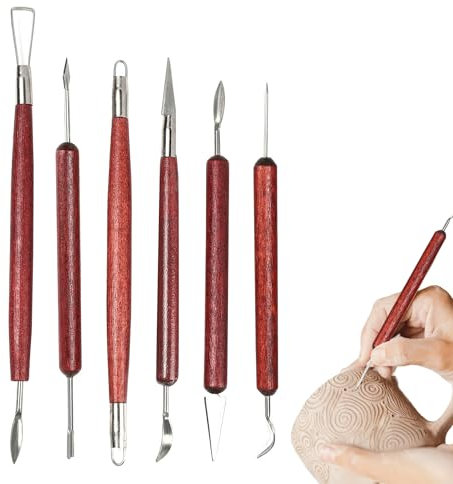 6PCS Clay Tools Stainless Steel Clay Sculpting Tools Convenient and Efficient Pottery Tools with Double Headed Design Air Dry Clay Tools Easy to Operate for Art Crafts DIY Sculpture Pottery Carving