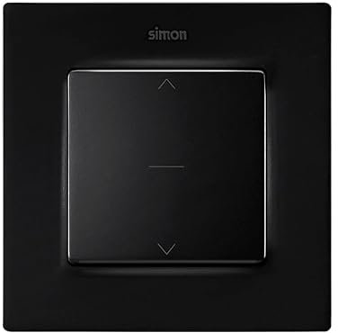 SIMON - Lote interruptor para persianas de tres posiciones con marco negro mate Simon 82 Concept