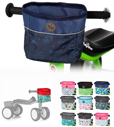 BAMBINIWELT Kinder Lenkerkorb – Tasche für Laufrad, Dreirad & Rutschfahrzeuge– für PUKYlino, WUTSCH, FITSCH & My First PUKY – wasserabweisend, robust & mit Reflektorstreifen, Farbe: Modell 22