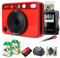 Leica Sofort 2 Hybrid Instant Photo Film and Digital Camera (Red) (19189) with LCD Display Bundle with Fujifilm Instant Film 40 Sheets + 128 GB Memory Card + Bag + Cleaning Kit