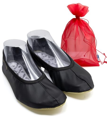 DanzaVinci Bundle Bleyer Gymnastikschläppchen 4940 Sporti mit Chiffonbeutel, Schwarz, 39, Schläppchen aus Synthetik für Kinder und Erwachsene, Gymnastikschuhe rutschfest