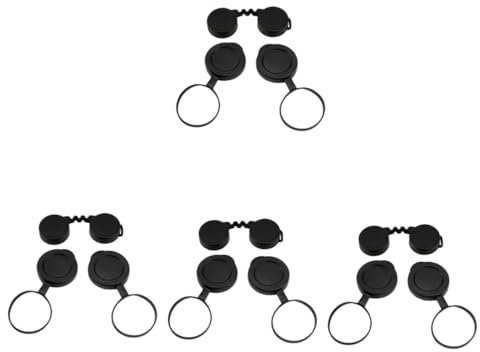 KONTONTY 4 Sets Eyepiece Cover Objective Lens Caps Objective Lens Cover Binocular Back Lens Cap Objective Lens Rain Guard Objective Lens Cap Replacement Binocular Accessories Black Rubber
