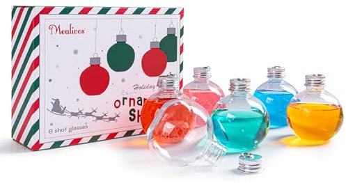 6-Pack Christmas Booze Balls, 150ml Shot Glass Ornaments; Reusable, Fillable for Holidays & Christmas Trees