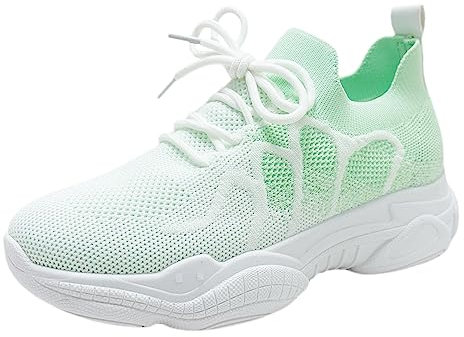 Generico Stivali Polizia Donna Stivaletti da Donna Scarpe da Donna Sneakers con Suola Spessa Scarpe da Ginnastica Casual con Suola Spessa alla Color Block con Lacci Stivali Donna Pelle 41 (Green, 37)