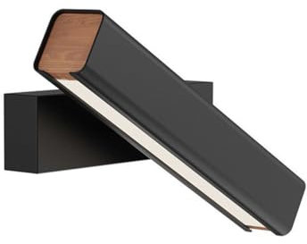 AoLa LED Wandleuchte Innen Drehbare Wandlampe 3 Lichtfarben Modi Schwarze Nachttischlampe 6W Made of aluminum and Holz rechteckige Wandbeleuchtung für Schlafzimmer Wohnzimmer Arbeitszimmer.