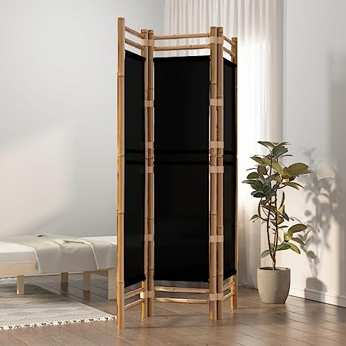 Natulvd Japanischer Raumteiler, 3 Paneele, Bambus-Sichtschutz, Faltbare Raumteiler, klassische Trennwand, dekorativ für Wohnzimmer, Schlafzimmer, Arbeitszimmer, Büro (Schwarz)