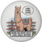 Lachendes Lama - Lebe Liebe Lache Magnet rund Runder Comic-Stil wolliges Lama mit bunter Satteldecke Lade, Ziele, spucke
