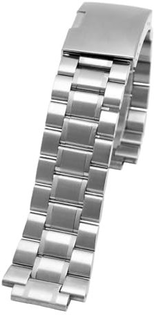 ewgrkba Massives Edelstahl-Armband, kompatibel mit Timex T2N720, T2N721, T2N739, Uhrenarmband, silberfarbenes schwarzes Armband, 24 x 16 mm, Uhrenarmband aus Metall(Silver fold buckle)