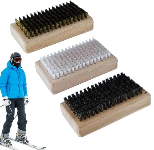 Skiwachsbürsten | 3er Set Snowboard Reinigungsbürste | Tragbare Ski Reparatur Wachsbürste Ski Board Politur Bürste inklusive Rosshaar, Nylon & Messing Bürste für Outdoor-Aktivitäten