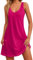 Robe Plage Femme Grande Taille Mi Longue Fluide Robe Ete Femme Légère Col V Robes Femmes D Été Fleurie sans Manches Vetement Femme Ete Bretelle Debardeur Robe Rose Vif XXL