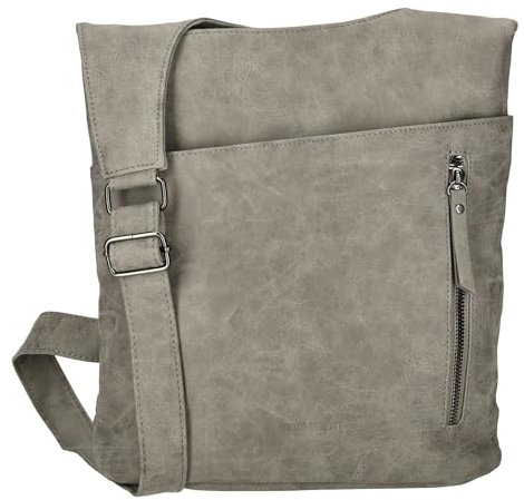 Christian Wippermann Damen Tasche Schultertasche Umhängetasche Crossover Bag Leder Optik Handtasche Grau01