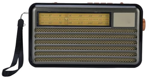 Radio Portátil Retro, Pequeña Radio de Onda Corta Am FM con Bluetooth, Energía Solar o Baterías, para Emergencia de Iluminación Al Aire Libre