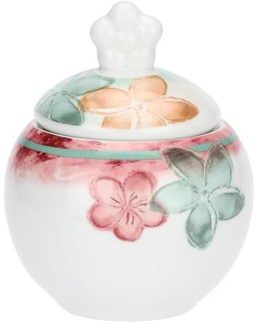 THUN - Set 2 tazzine caffè con zuccheriera Bloomia - porcellana - Collezione Giardino di primavera - Tazzina 110 ml, Ø 6.5 cm 5.5 cm h, Piattino Ø 11.5 cm, Zuccheriera Ø 10 cm, 12 cm h