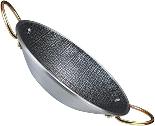 Prettiee Padella in Acciaio Inox, Doppio Manico, Fondo Basso, Adatta per fornelli a induzione e fornelli a Gas (Colore Unico 22X22X5CM)