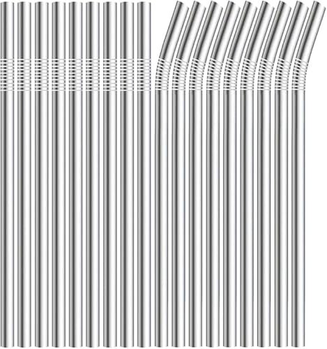 100 Silbernes Strohhalme,Party-Trinkhalme,100 Stück, Wiederverwendbare Strohhalme für Party,Geburtstag,Hochzeit, Harte Trinkhalme für Smoothies,Saft,Cocktail(100)