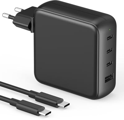 Cargador USB C 100W, Carga Rápida Multidispositivo con 4 Puertos, Compatible con MacBook Pro/Air, iPad Pro, iPhone 16/15/14/13/12 Pro MAX, Galaxy S25/24, Pixel 9 8, con 5A Cable de Carga Tipo C