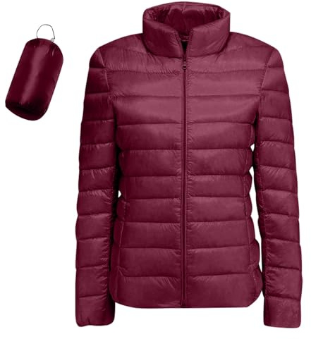ZRYAZQ Steppjacke Damen Leicht Ohne Kapuze Daunenjacke Damen Winter Warm Winterjacke Stepp Stehkragen Puffer Jacke Winter Outdoor Zipper Leichte Steppmantel Übergang Jacken mit Taschen Kuschelig