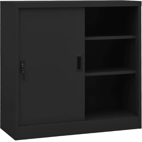 ROMHZKS Armoire de classement en acier avec porte coulissante et étagères réglables pour garder votre espace de travail bien rangé