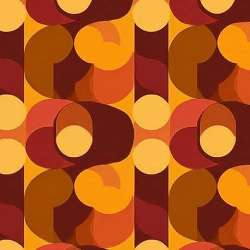 DERUINVAIO Self Adhesive Peel and Stick Wallpaper 58x300cm 70s Retro Vintage Mid Century Modern Seamless Wall Paper Roll Waterproof Removable Contact Paper Vinyl Wrap for Furniture Living Room