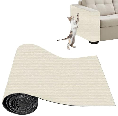 Xynovate Kratzmatte Selbstklebend Katze, DIY Kratzbrett, Kratzschutz Sofa, Katzenkratzer Kleber Möbelschutz für Wand (Cremeweiß,30x100cm)