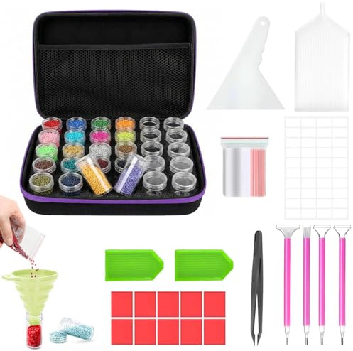Eulihent 30 Slots Diamond Painting Kit Completo con Diamond Painting Accessori, 5D Kit Diamond Painting Professionale per DIY, Unghie, Gioielli, Artigianato e Punto Croce Pittura