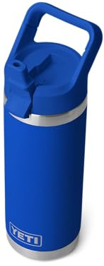 YETI Rambler Trinkflasche 18 oz (532 ml) Royal Blue – Edelstahl Trinkflasche mit Strohhalmdeckel, isolierte Wasserflasche, Thermosflasche