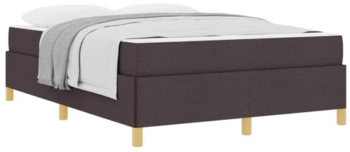 Owoxanthellate Dunkelbraun Doppelbett 140 x 190 cm mit Matratze & Lattenrost Modernes Stoffbettgestell für Schlafzimmer und Gästezimmer