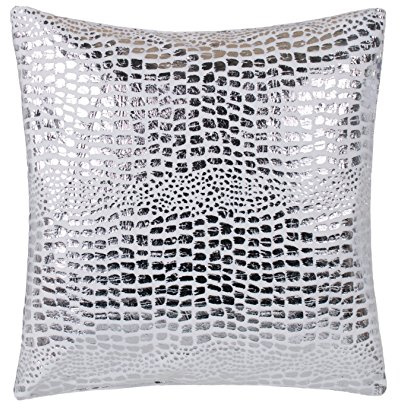 Brandsseller Trendline Kissenbezug für Zierkissen Dekokissen Kuschelkissen 40 x 40 - Silvershine - Weiß/Silber - OHNE FÜLLUNG
