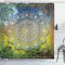 ABAKUHAUS Ethnisch Duschvorhang, Asiatische Mandala Zen Boho, mit 12 Ringe Set Stielvoll Modern, 175x200 cm, Grün Mehrfarbig
