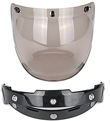 Alamor Offenes Gesicht Motorradhelm Bubble Visier Linse für Harley Jet Helm - Braun