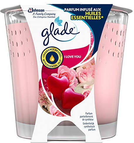 Glade (Brise) Duft-Kerze im Glas, I Love You, bis zu 30 Stunden Brenndauer, 1er Pack (1 x 129g)