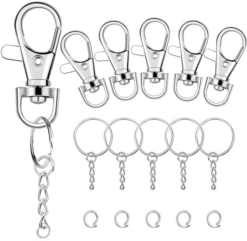100 Pcs Swivel Snap Hook and Key Rings with Chain and Jump Rings for Keychain Lanyard DIY Jewelry Crafts Accessories(50 Pcs Lanyard Snap Hooks+50 Pcs Keychain Rings with Jump Rings)