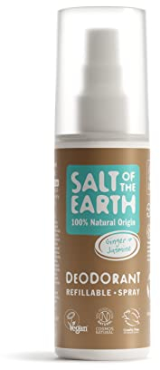 Salt Of The Earth Natürliches Deospray, Ingwer & Jasmin - Vegan, Langanhaltender Schutz, Nachfüllbar, Ohne Tierversuche - 100 ml