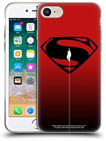Head Case Designs Offizielle Justice League Movie Red and Black Flight Superman Logo Kunst Gelhülle [Militärischer Grad] Kompatibel Mit Apple iPhone 7/8 / SE 2020 & 2022 Und Kompatibel Mit MagSafe