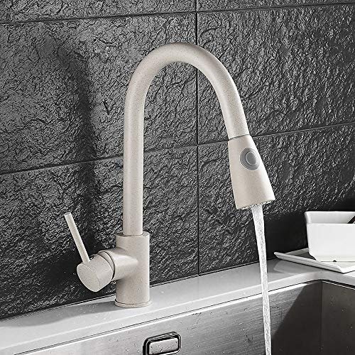 HomeLava Wasserhahn Küche Ausziehbar Beige 360° Drehbar Küchenarmatur mit Brause Einhand Mischbatterie Armatur Edelstahl mit 2 Strahlarten Spültischarmatur