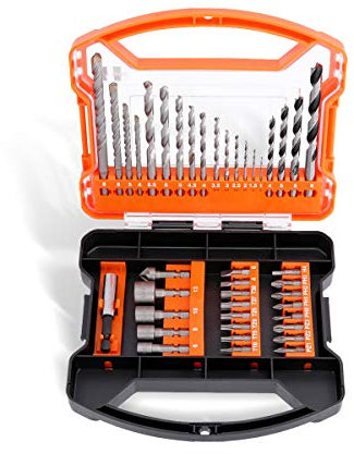 WellCut Screwdriver Drill Bit Set, 41 Piece Durable Set Plus Portable Case With Drill Accessories, For Masonry, Metal, Wood Maintenance Repair DIY Projects