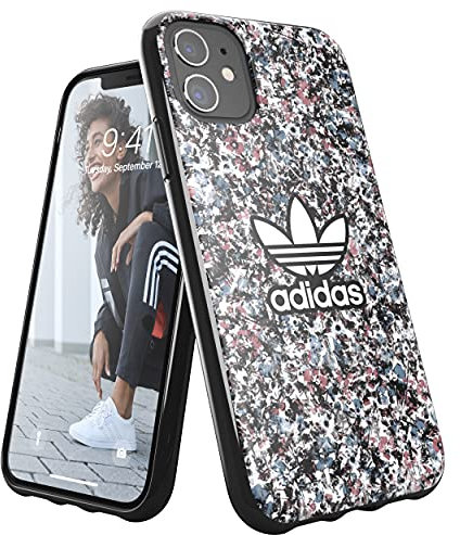 adidas Case Designed for iPhone 11 Case, Drop Tested Cases, Shockproof Raised Edges, Original Belista Flowers Snap Case Protective Case, Black/Turquoise Roses/Turquoise Blue